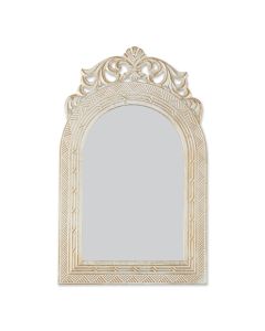 ARCHED-TOP ANTIQUE WHITE WALL MIRROR